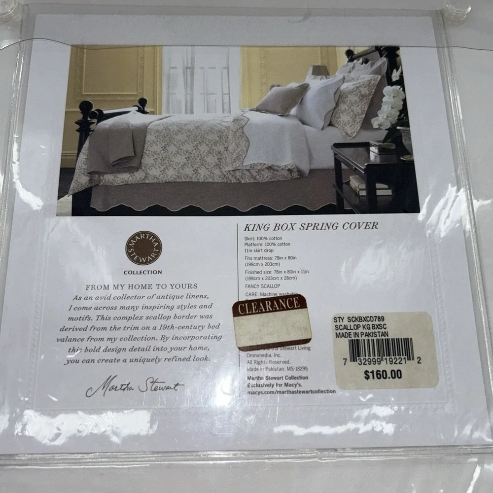 Martha Stewart Collection Fine Linens King Box‎ Spring Cover 100% Cotton NWT